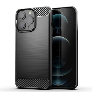 Apple iPhone 14 Pro Carbon szénszál mintájú szilikon tok fekete színben