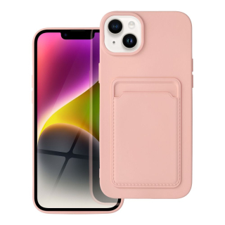 Apple iPhone 14 Plus szilikon tok kártyatartóval - rózsaszín színben
