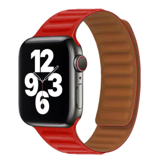 Apple Watch 38/40/41mm piros Loop Leather bőr óraszíj mágneses