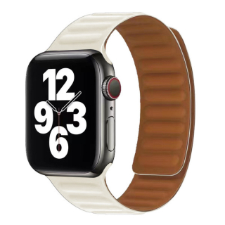 Apple Watch 42/44/45/49 mm fehér Loop Leather bőr óraszíj mágneses