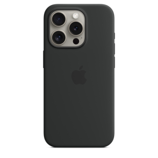 MagSafe-rögzítésű iPhone 15 Pro-szilikontok – fekete