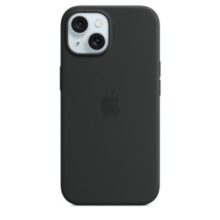 MagSafe-rögzítésű iPhone 15-szilikontok – fekete