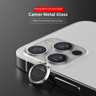 Apple iPhone 15/15 Plus Lito S+ 3D fém kamera védő üvegfólia - Ezüst színben