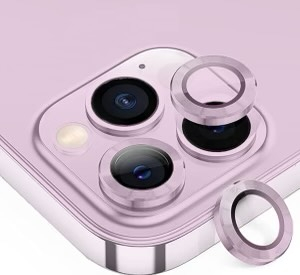 Apple iPhone 15/15 Plus Metál 3D fém kamera védő üvegfólia - Rózsaszín színben