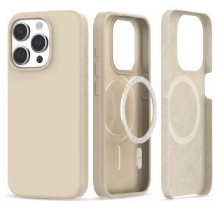 Tech-protect Utángyártott MagSafe-rögzítésű iPhone 15 Pro szilikon tok , homok