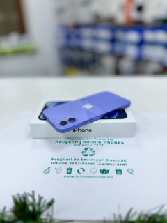 Használt Apple iPhone 12  64GB kártyafüggetlen mobiltelefon lila színben