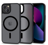 Tech-Protect Magmat MagSafe-rögzítésű iPhone 13 mini áttetsző tok matt fekete színben