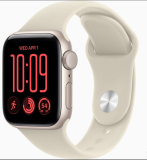 Apple Watch SE 3 (2026) GPS+Cellular – 44 mm-es csillagfény alumíniumtok, homokszín sportszíj