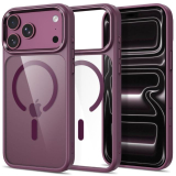 Tech Protect Magmat Magsafe-rögzítésű iPhone 17 Pro / iPhone 18 Pro tok átlátszó-cseresznye piros szinben