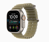 Apple Watch Ultra 4 GPS + Cellular, 49 mm-es natúr titántok, áttetsző mohazöld óceán szíj