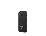 GUESS SAFFIANO DOUBLE CARD APPLE IPHONE 13 MINI BŐR HÁTLAP TOK, FEKETE