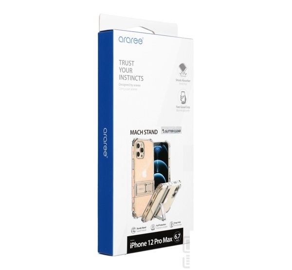 ARAREE MACH STAND SZILIKON TOK APPLE IPHONE 12/12 PRO, ÁTLÁTSZÓ CSILLÁMOS
