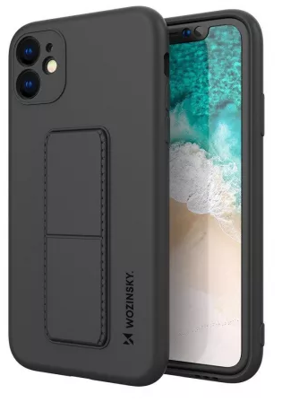 WOZINSKY KICKSTAND CASE IPHONE 11 PRO SZILIKON HÁTLAP, TOK, FEKETE