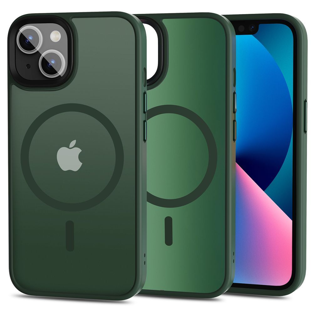 Tech-Protect Magmat MagSafe-rögzítésű iPhone 13 mini áttetsző tok zöld színben