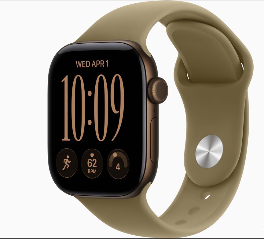 Apple Watch Series 12 GPS 42mm sötét bronz alumíniumtok, olíva sportpánt
