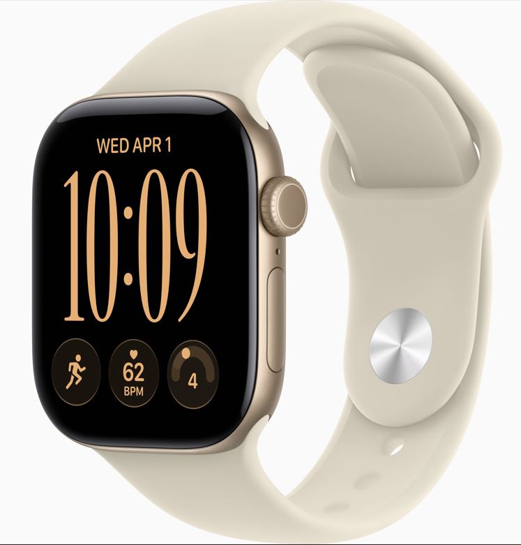 Apple Watch Series 12 GPS 42mm világos arany alumíniumtok, homokszín sportpánt