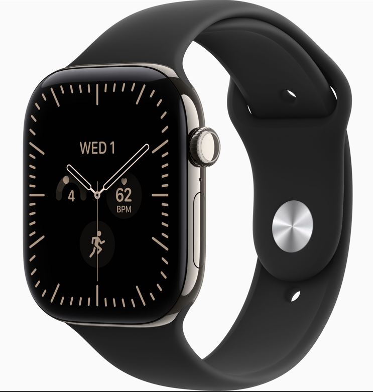 Apple Watch Series 12 GPS+Cellular 46mm natúr titántok, fekete sportpánt