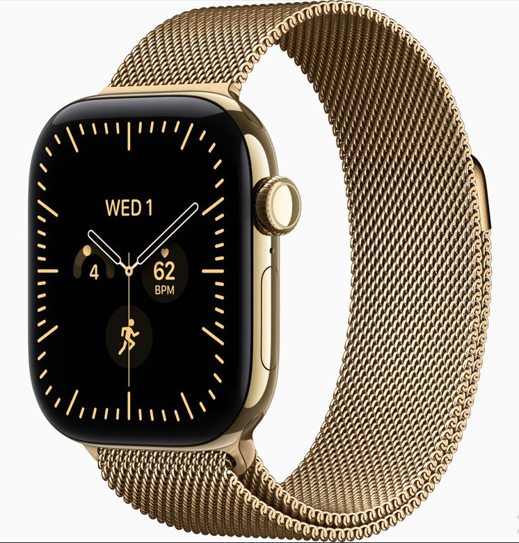 Apple Watch Series 12 GPS+Cellular 46mm ragyogó arany titántok, ragyogó arany milánói szíj