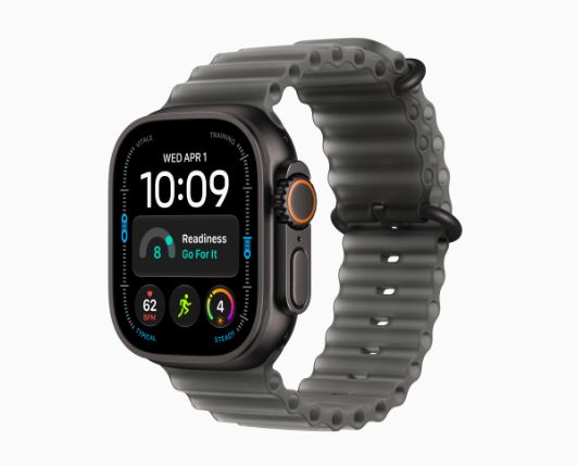 Apple Watch Ultra 4 GPS + Cellular, 49 mm-es fekete titántok, áttetsző fekete óceán szíj