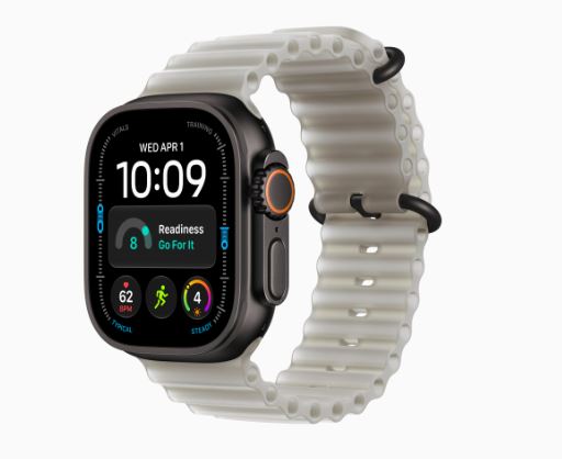 Apple Watch Ultra 4 GPS + Cellular, 49 mm-es fekete titántok, áttetsző szürke óceán szíj