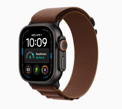 Apple Watch Ultra 4 GPS + Cellular, 49 mm-es fekete titántok, burgundi alpesi pánt