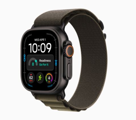 Apple Watch Ultra 4 GPS + Cellular, 49 mm-es fekete titántok, sötét olíva alpesi pánt