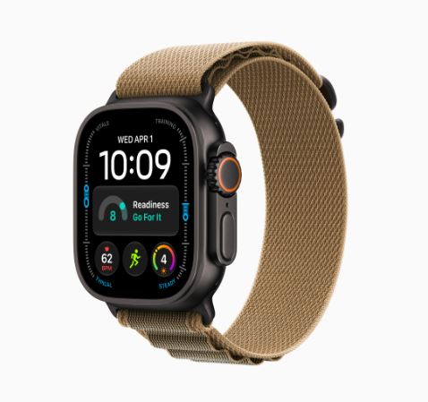 Apple Watch Ultra 4 GPS + Cellular, 49 mm-es fekete titántok, sivatagszín alpesi pánt