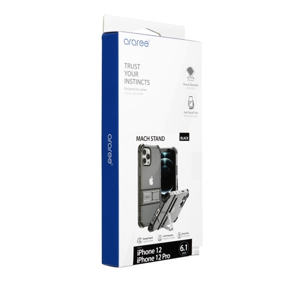 ARAREE MACH STAND SZILIKON TOK APPLE IPHONE 12/12 PRO, FEKETE