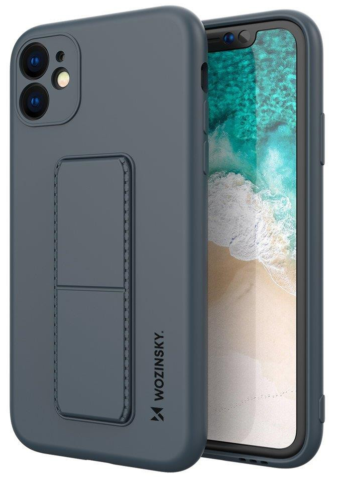 WOZINSKY KICKSTAND CASE IPHONE 11 PRO SZILIKON HÁTLAP, TOK SÖTÉTKÉK