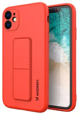 WOZINSKY KICKSTAND CASE IPHONE 11 PRO SZILIKON HÁTLAP, TOK, PIROS