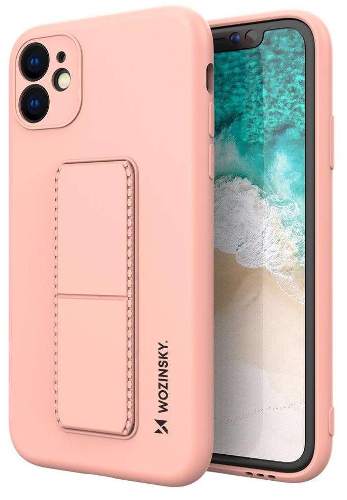 WOZINSKY KICKSTAND CASE IPHONE 11 PRO SZILIKON HÁTLAP, TOK, RÓZSASZIN
